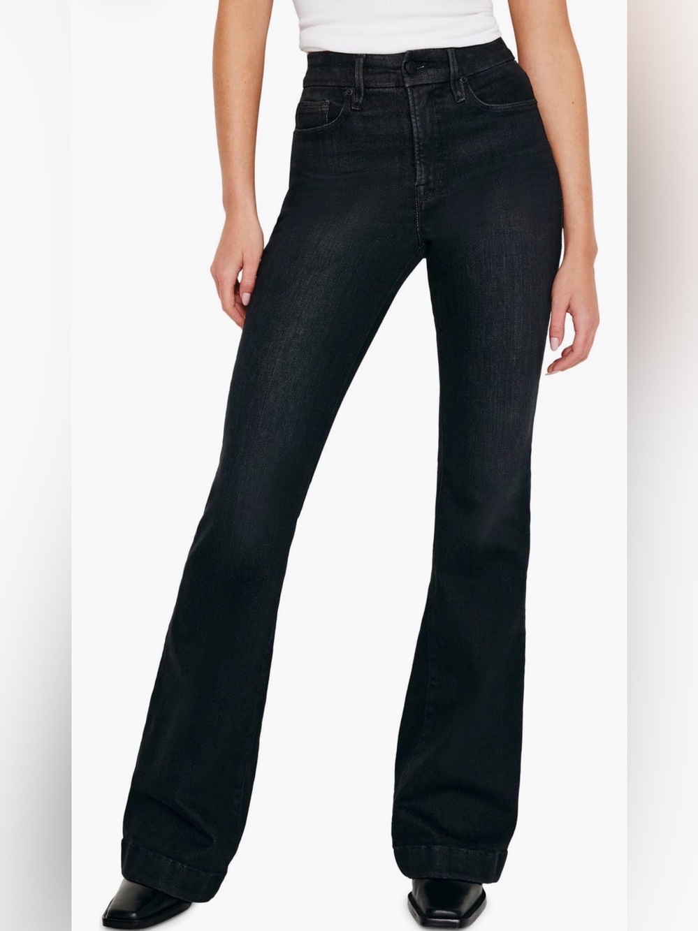Good American High-Rise Black Flared Women’s Jeans